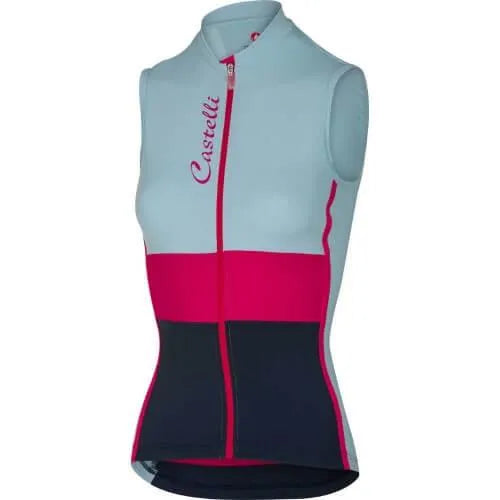 Castelli Women's Protagonista Sleeveless Jersey (Pale Blue/Raspberry/Navy)
