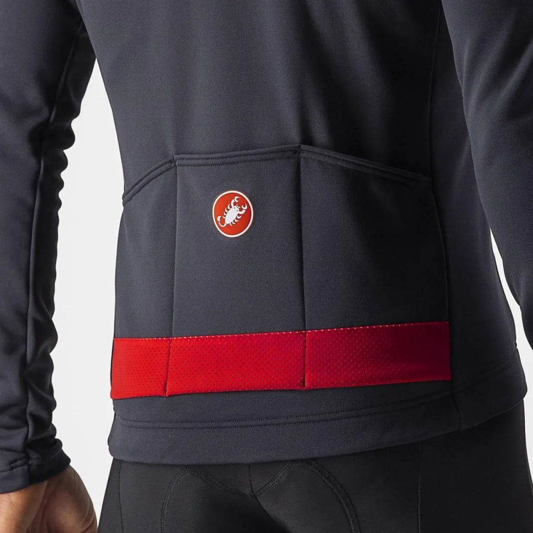 Castelli Puro 3 Mens Cycling Jersey (Dark Gray/Red Reflex) - BUMSONTHESADDLE