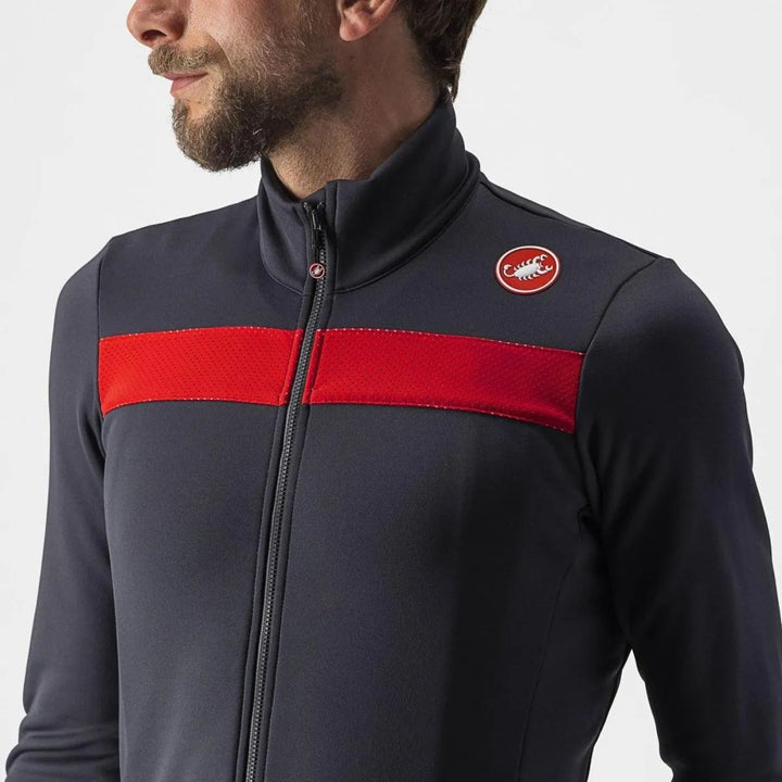 Castelli Puro 3 Mens Cycling Jersey (Dark Gray/Red Reflex) - BUMSONTHESADDLE