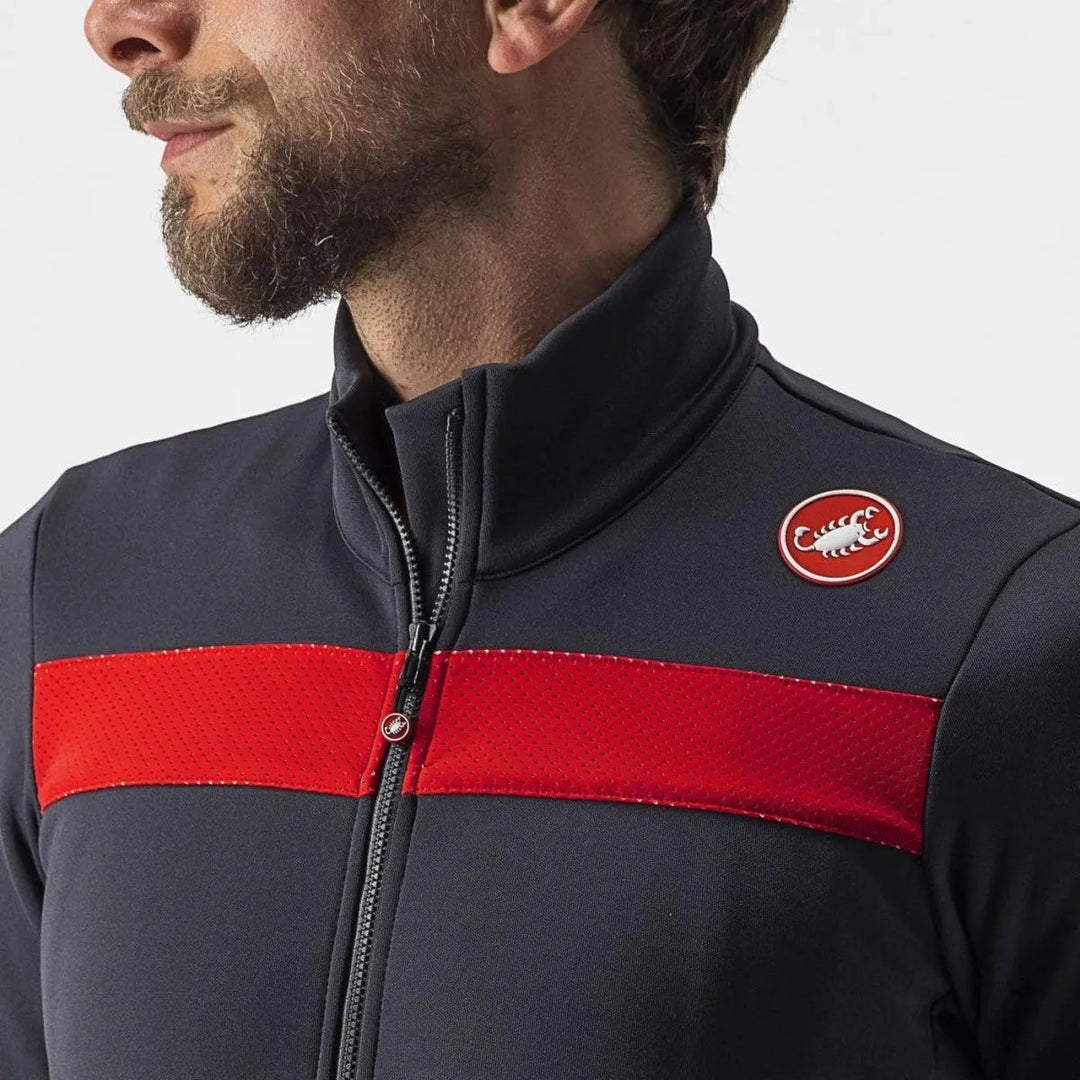 Castelli Puro 3 Mens Cycling Jersey (Dark Gray/Red Reflex) - BUMSONTHESADDLE