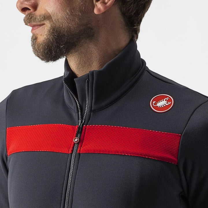 Castelli Puro 3 Mens Cycling Jersey (Dark Gray/Red Reflex) - BUMSONTHESADDLE
