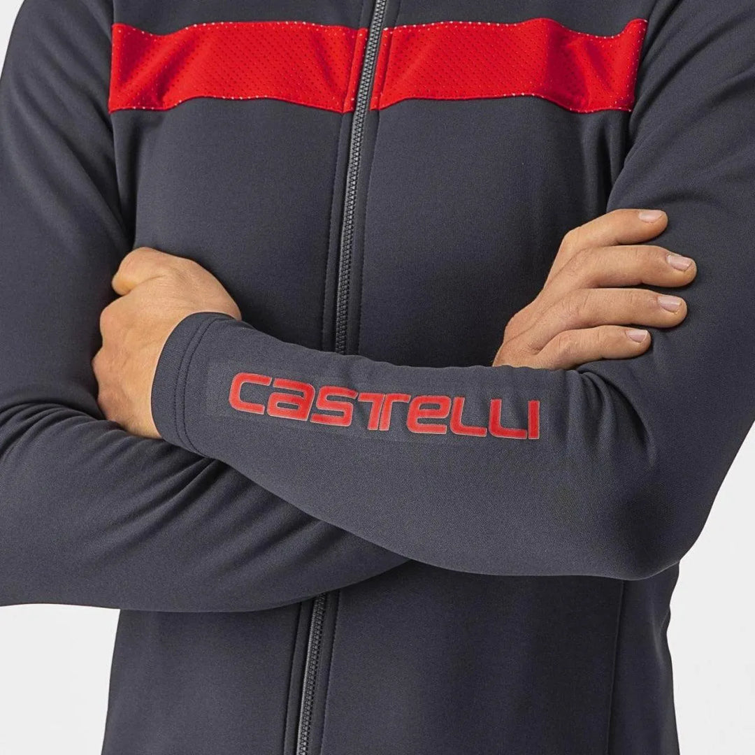 Castelli Puro 3 Mens Cycling Jersey (Dark Gray/Red Reflex) - BUMSONTHESADDLE