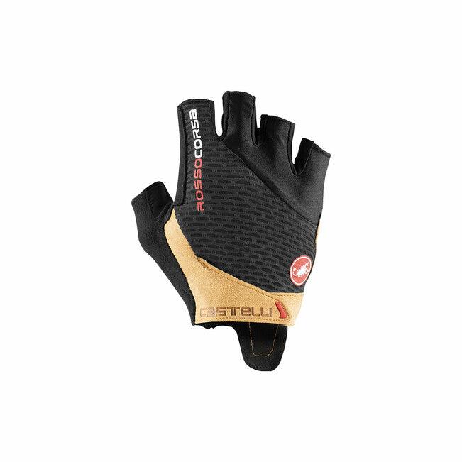 Castelli Rosso Corsa Pro V Mens Cycling Gloves (Black/Tan) - BUMSONTHESADDLE