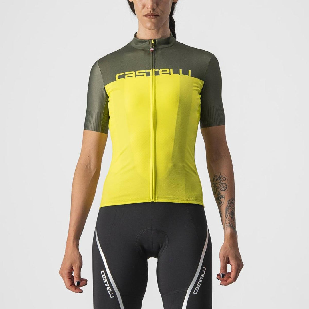 Castelli Velocissima Womens Cycling Jersey (Sulphur/Military Green) - BUMSONTHESADDLE