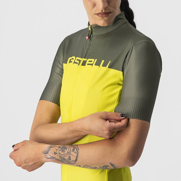 Castelli Velocissima Womens Cycling Jersey (Sulphur/Military Green) - BUMSONTHESADDLE