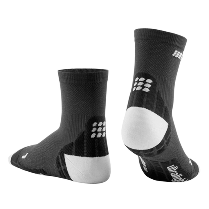 CEP Ultralight Short Mens Compression Socks (Black/Light Grey) - BUMSONTHESADDLE