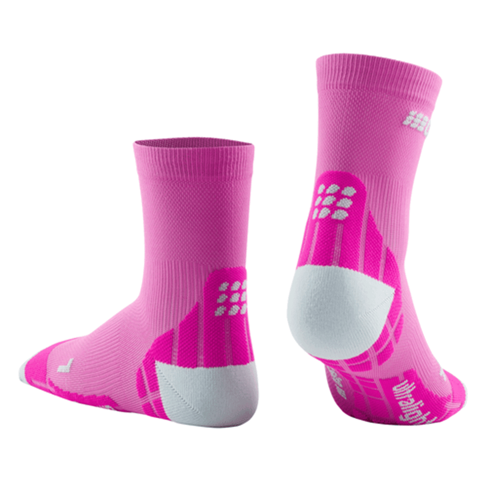 CEP Ultralight Short Womens Compression Socks (Electric Pink/Light Grey) - BUMSONTHESADDLE