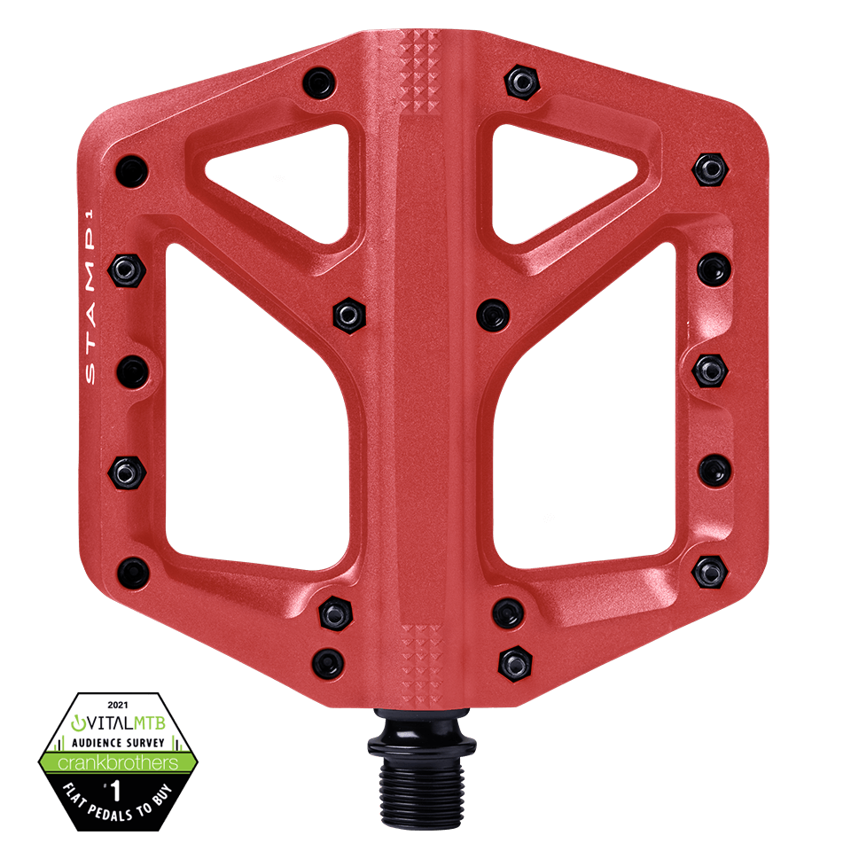 Crank Brothers Stamp 1 Large Platform Pedal (Red) - BUMSONTHESADDLE