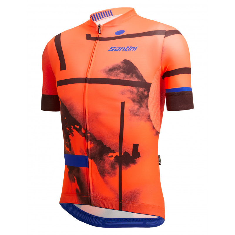 Santini Delta Berg Mens Cycling Jersey (Flashy Orange)