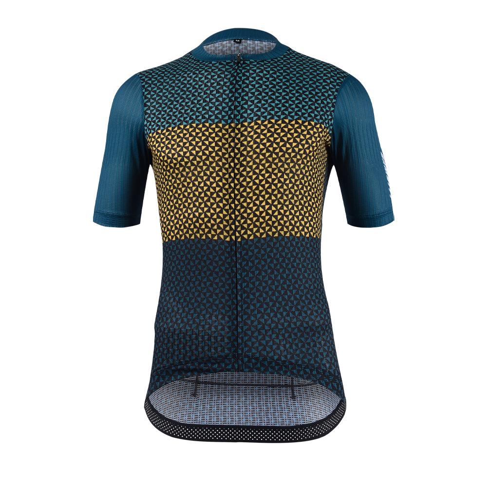 Gambitt Scalata Mens Cycling Jersey (Yellow Mosaic) - BUMSONTHESADDLE