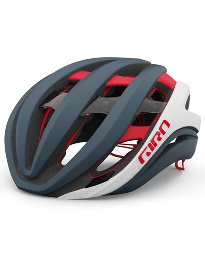 Giro Aether Spherical MIPS Road Cycling Helmet (Matte Portaro Grey/White/Red)