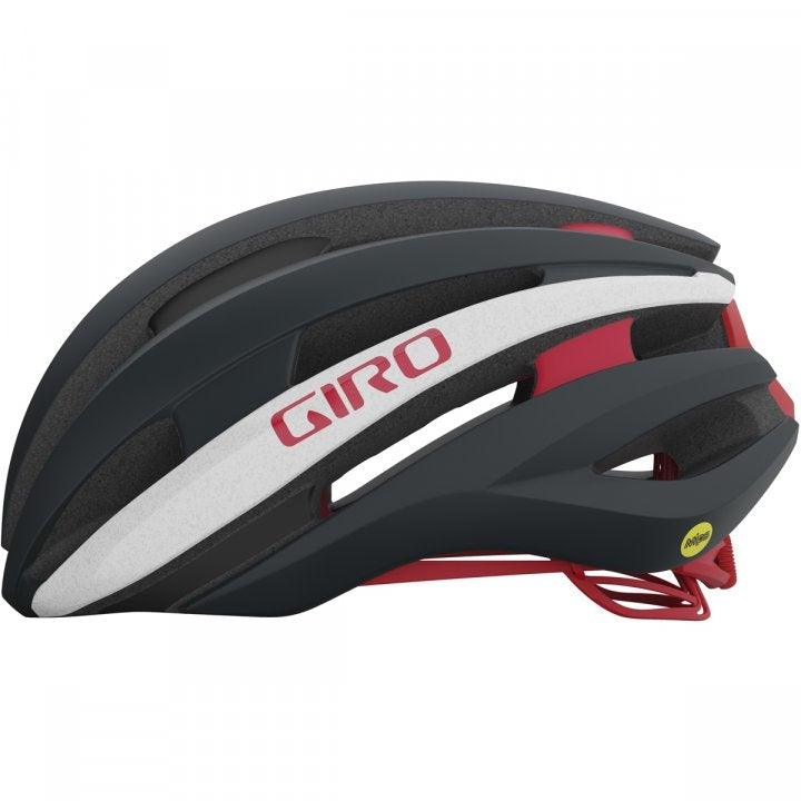 Giro Synthe MIPS II Road Cycling Helmet (Matte Portaro Grey/White/Red) - BUMSONTHESADDLE