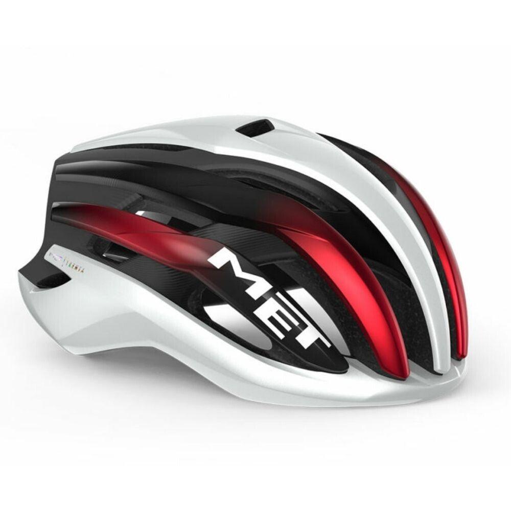 MET Trenta MIPS Road Cycling Helmet (White/Black/Red Metallic/Glosy) - BUMSONTHESADDLE
