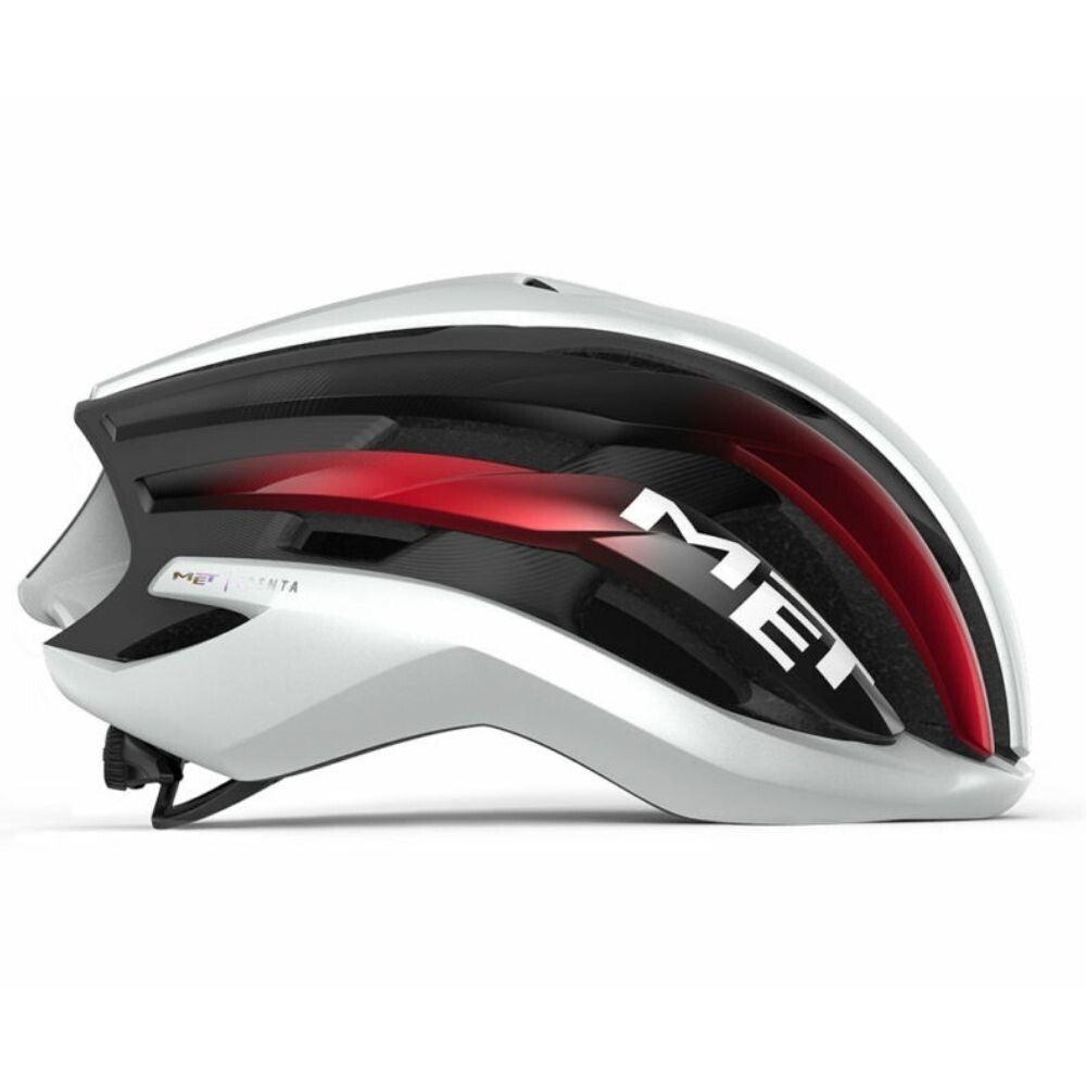MET Trenta MIPS Road Cycling Helmet (White/Black/Red Metallic/Glosy) - BUMSONTHESADDLE