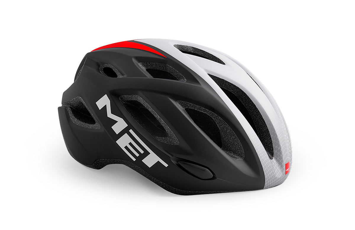MET Idolo Road Cycling Helmet (Black Shaded/White/Red/Matt)