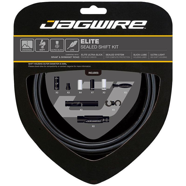 Jagwire 2X Elite Sealed Shift DIY Derailleur Cable Kit (Black) - BUMSONTHESADDLE