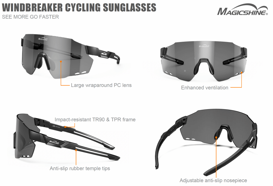 Magicshine Windbreaker Classic Sport Sunglasses (Lake Placid Blue) - BUMSONTHESADDLE