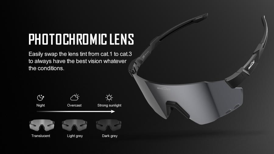 Magicshine Windbreaker Photochromatic Sport Sunglasses (Black) - BUMSONTHESADDLE