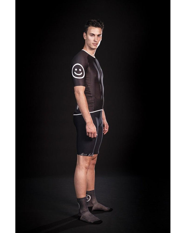 MB Wear UltraLight Smile Mens Cycling Jersey (Black) - BUMSONTHESADDLE