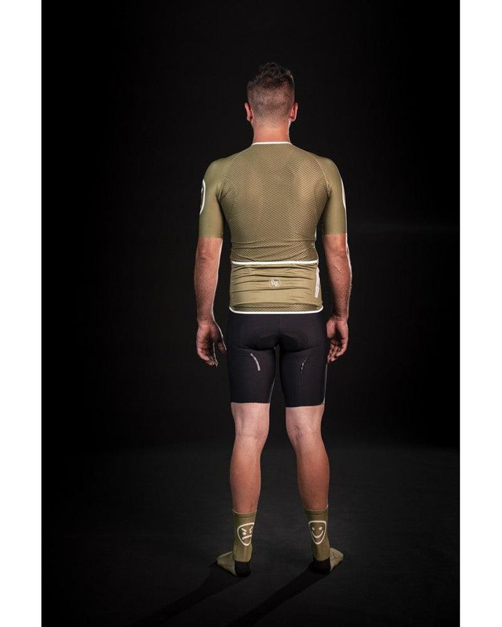 MB Wear UltraLight Smile Mens Cycling Jersey (Green) - BUMSONTHESADDLE