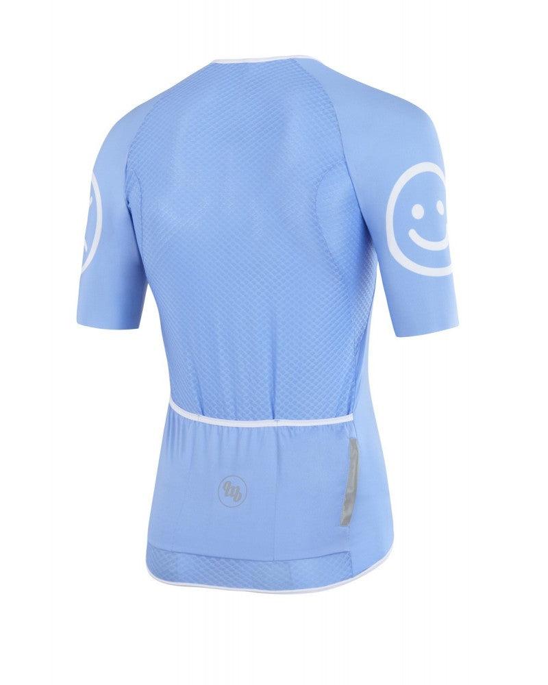 MB Wear UltraLight Smile Mens Cycling Jersey (Light Blue) - BUMSONTHESADDLE