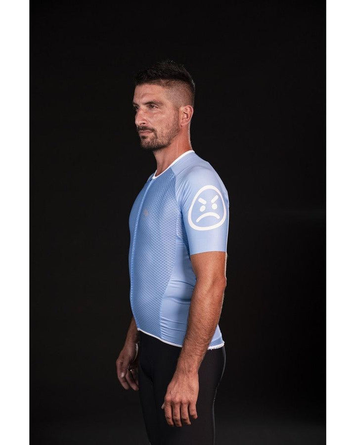 MB Wear UltraLight Smile Mens Cycling Jersey (Light Blue) - BUMSONTHESADDLE