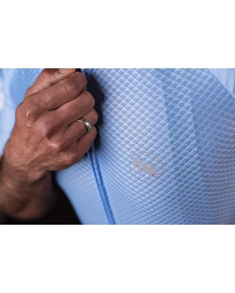MB Wear UltraLight Smile Mens Cycling Jersey (Light Blue) - BUMSONTHESADDLE