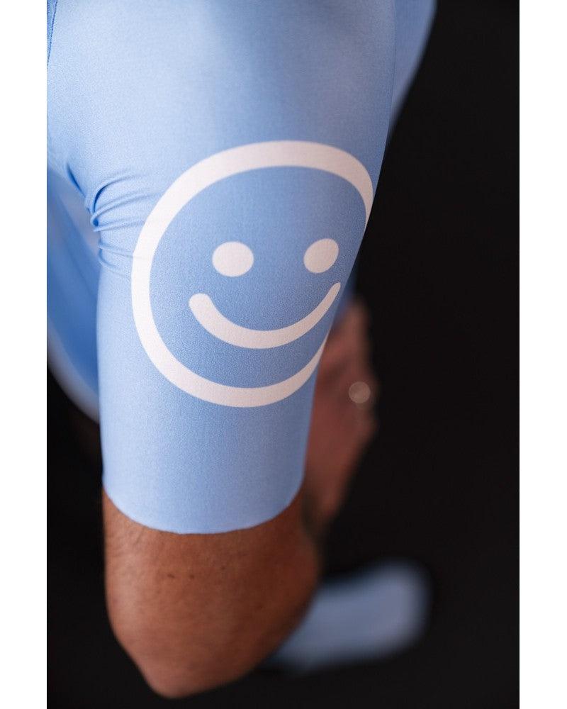 MB Wear UltraLight Smile Mens Cycling Jersey (Light Blue) - BUMSONTHESADDLE
