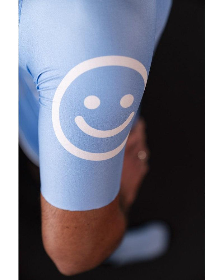 MB Wear UltraLight Smile Mens Cycling Jersey (Light Blue) - BUMSONTHESADDLE