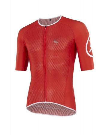 MB Wear UltraLight Smile Mens Cycling Jersey (Red) - BUMSONTHESADDLE