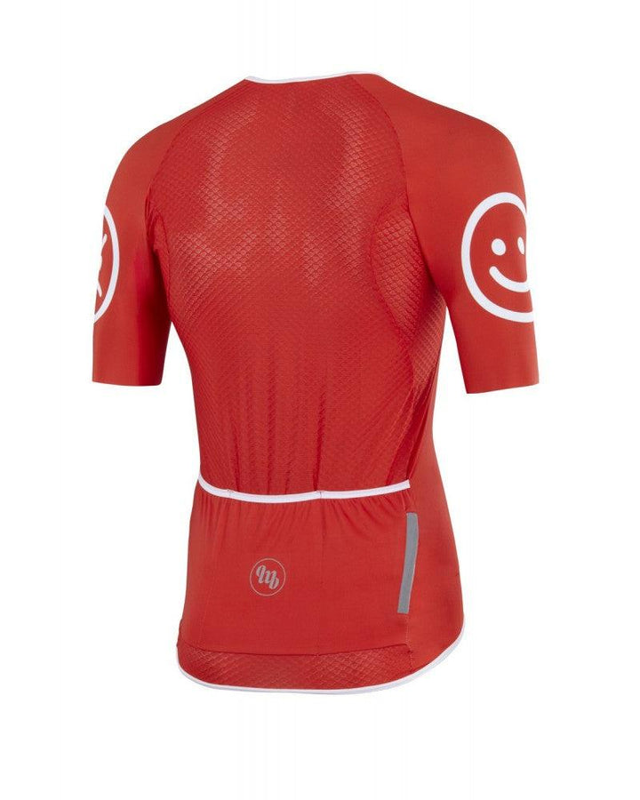 MB Wear UltraLight Smile Mens Cycling Jersey (Red) - BUMSONTHESADDLE