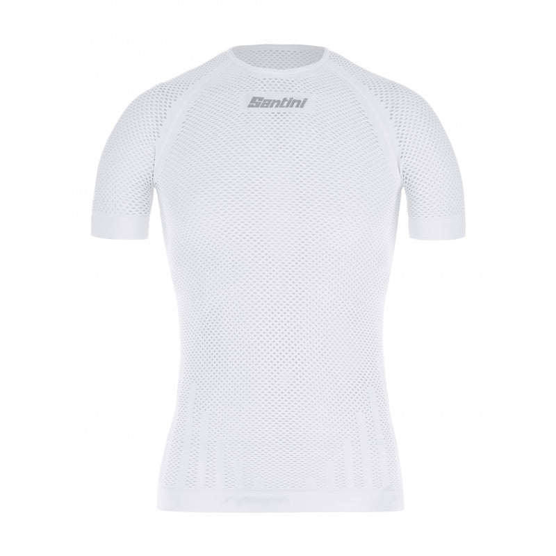 Santini Mesh Short Sleeve Mens Cycling Baselayer (White)