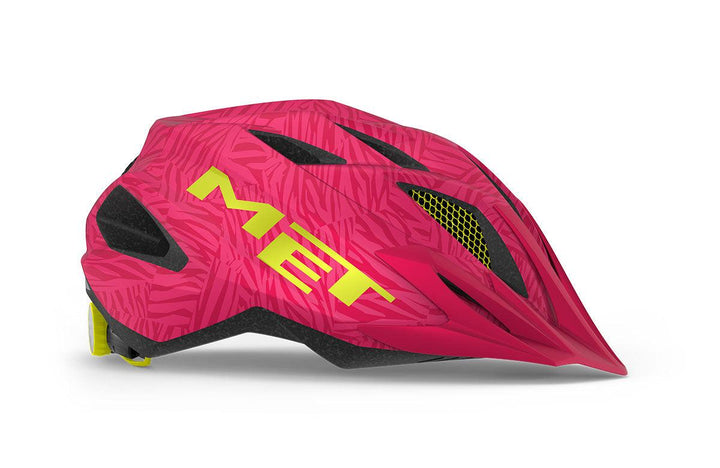 MET Crackerjack Kids Cycling Helmet (Pink/Texture Green/Matt) - BUMSONTHESADDLE