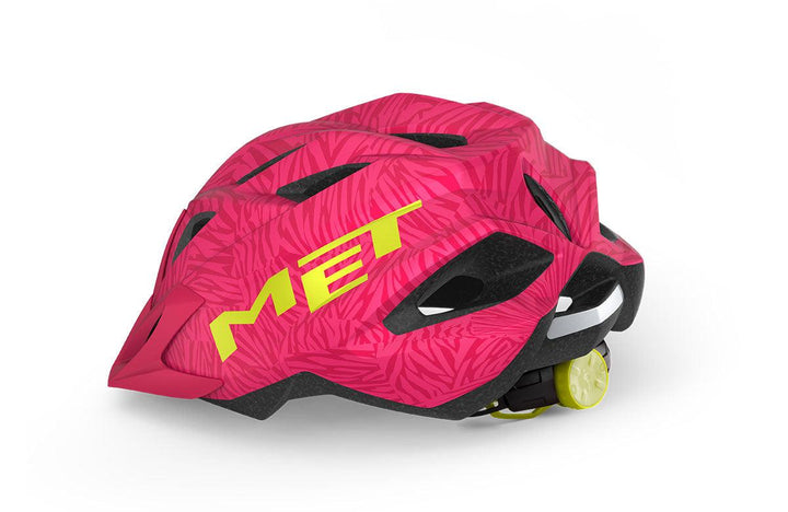 MET Crackerjack Kids Cycling Helmet (Pink/Texture Green/Matt) - BUMSONTHESADDLE