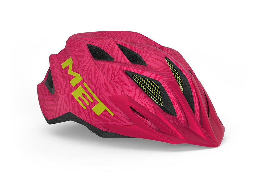 MET Crackerjack Kids Cycling Helmet (Pink/Texture Green/Matt) - BUMSONTHESADDLE