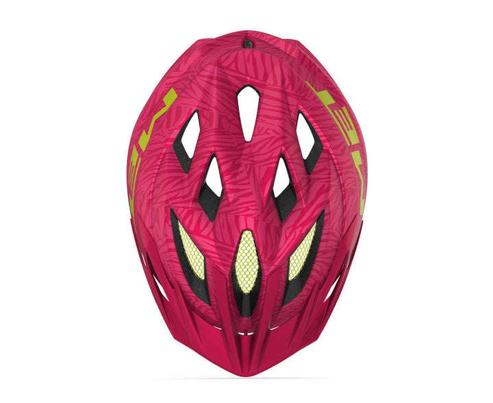 MET Crackerjack Kids Cycling Helmet (Pink/Texture Green/Matt) - BUMSONTHESADDLE