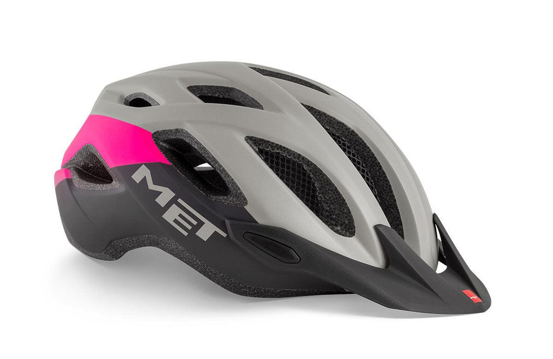 MET Crossover Hybrid Cycling Helmet (Gray/Pink/Matt) - BUMSONTHESADDLE