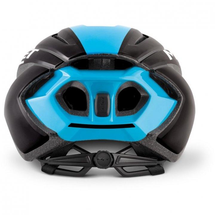 MET Strale CE Road Cycling Helmet (Black Cyan Panel/Glossy) - BUMSONTHESADDLE