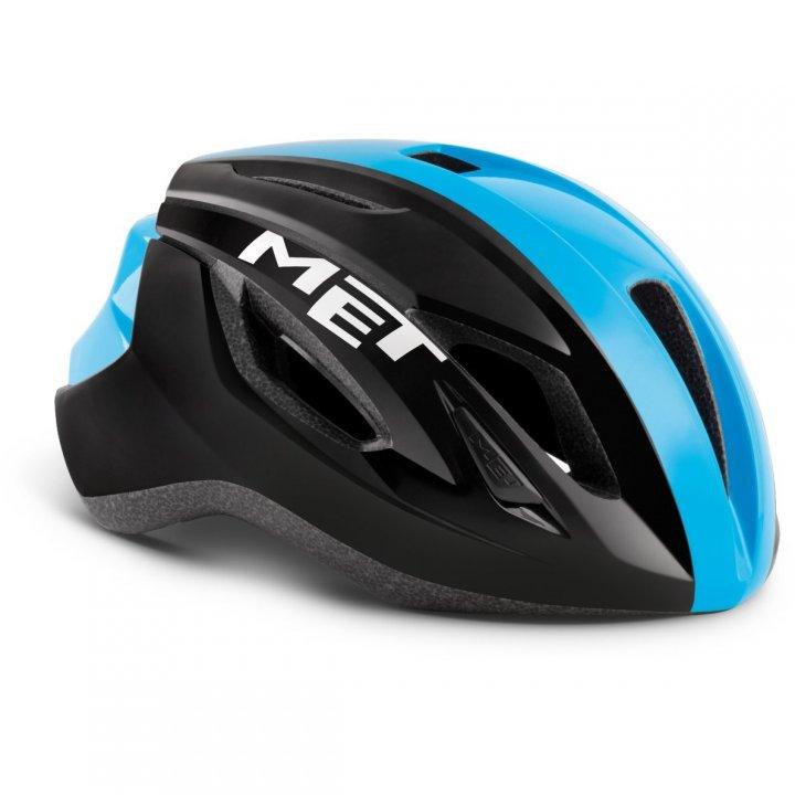 MET Strale CE Road Cycling Helmet (Black Cyan Panel/Glossy) - BUMSONTHESADDLE