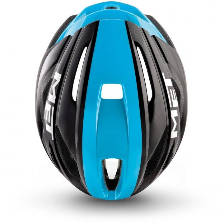 MET Strale CE Road Cycling Helmet (Black Cyan Panel/Glossy) - BUMSONTHESADDLE