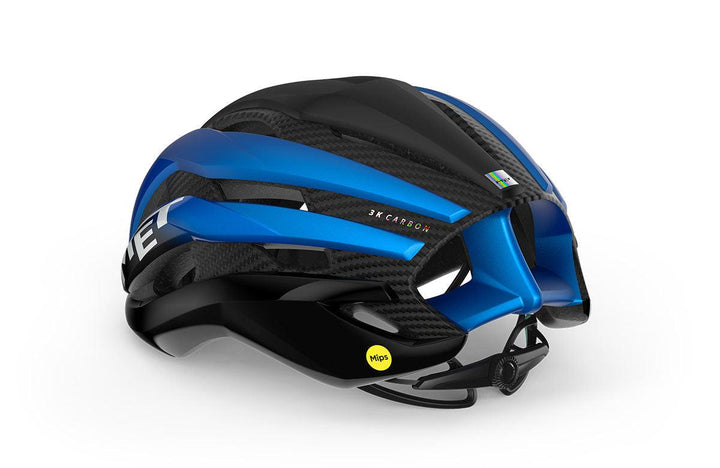 MET Trenta 3K Carbon CE Road Cycling Helmet (Black Blue Metallic/Matt Glossy) - BUMSONTHESADDLE