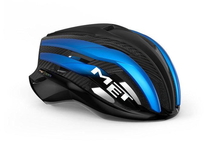 MET Trenta 3K Carbon CE Road Cycling Helmet (Black Blue Metallic/Matt Glossy) - BUMSONTHESADDLE