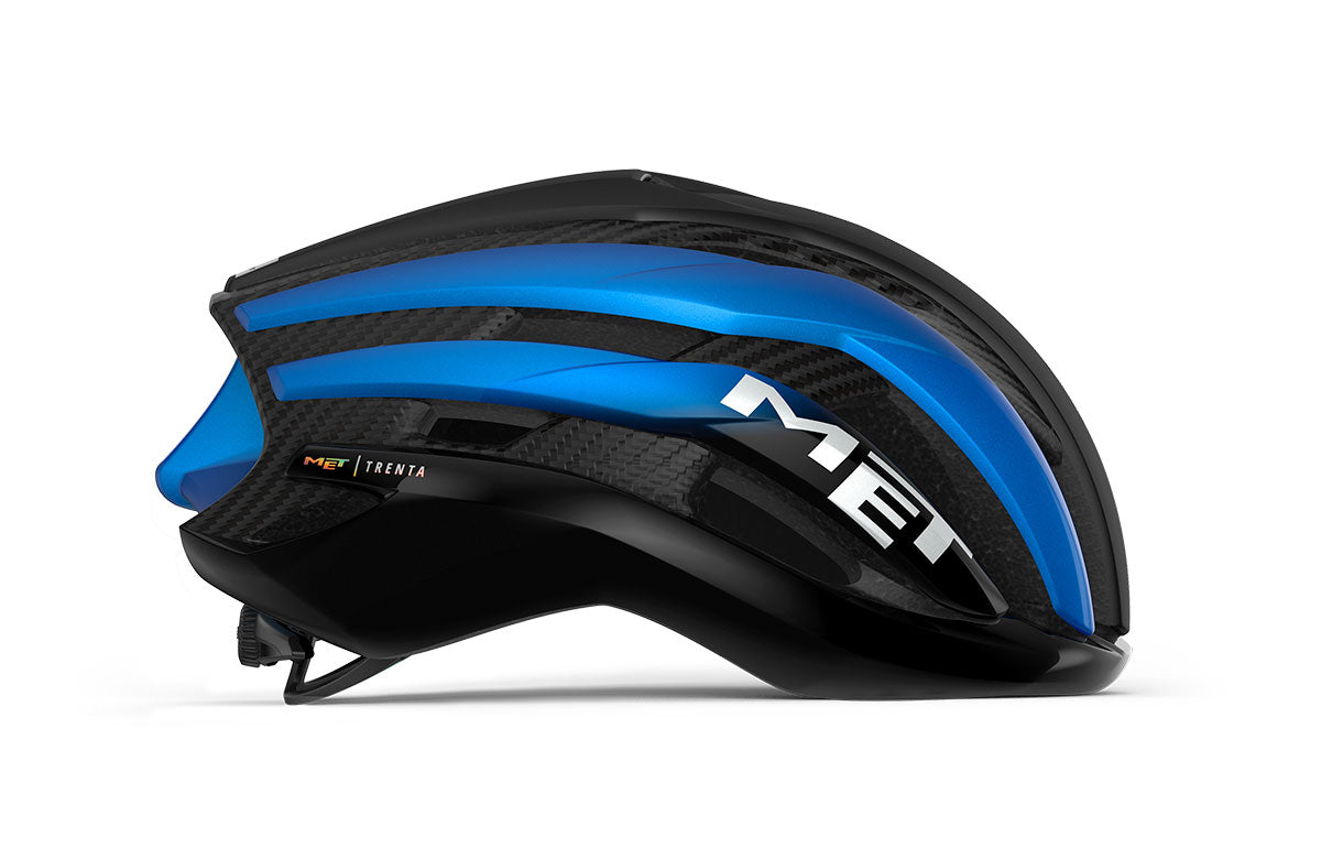 MET Trenta 3K Carbon CE Road Cycling Helmet (Black Blue Metallic/Matt Glossy)