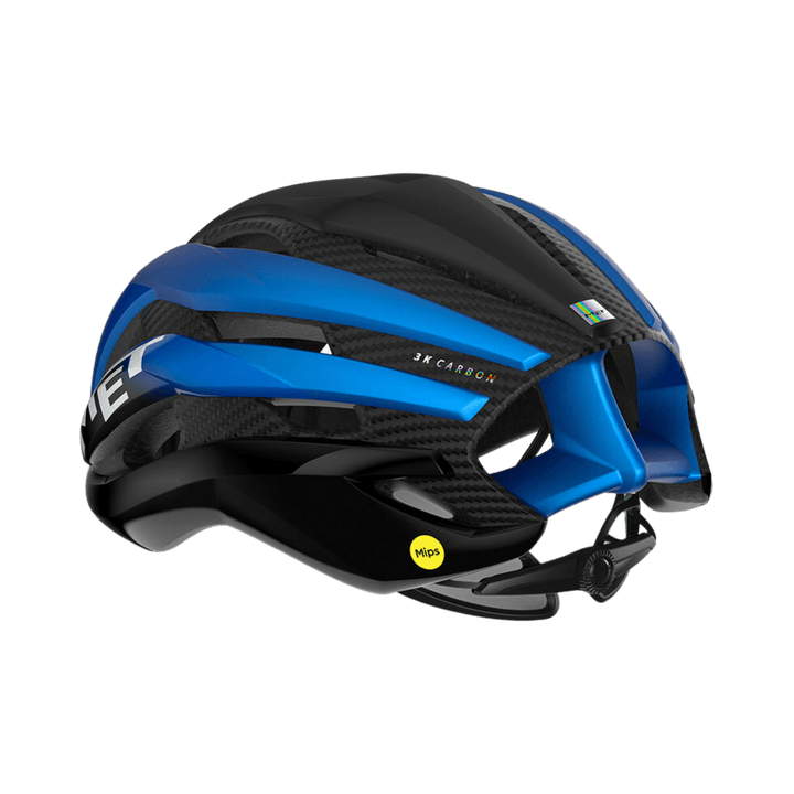 MET Trenta 3K Carbon MIPS Road Cycling Helmet (Black/Blue Metallic/Matt Glossy) - BUMSONTHESADDLE