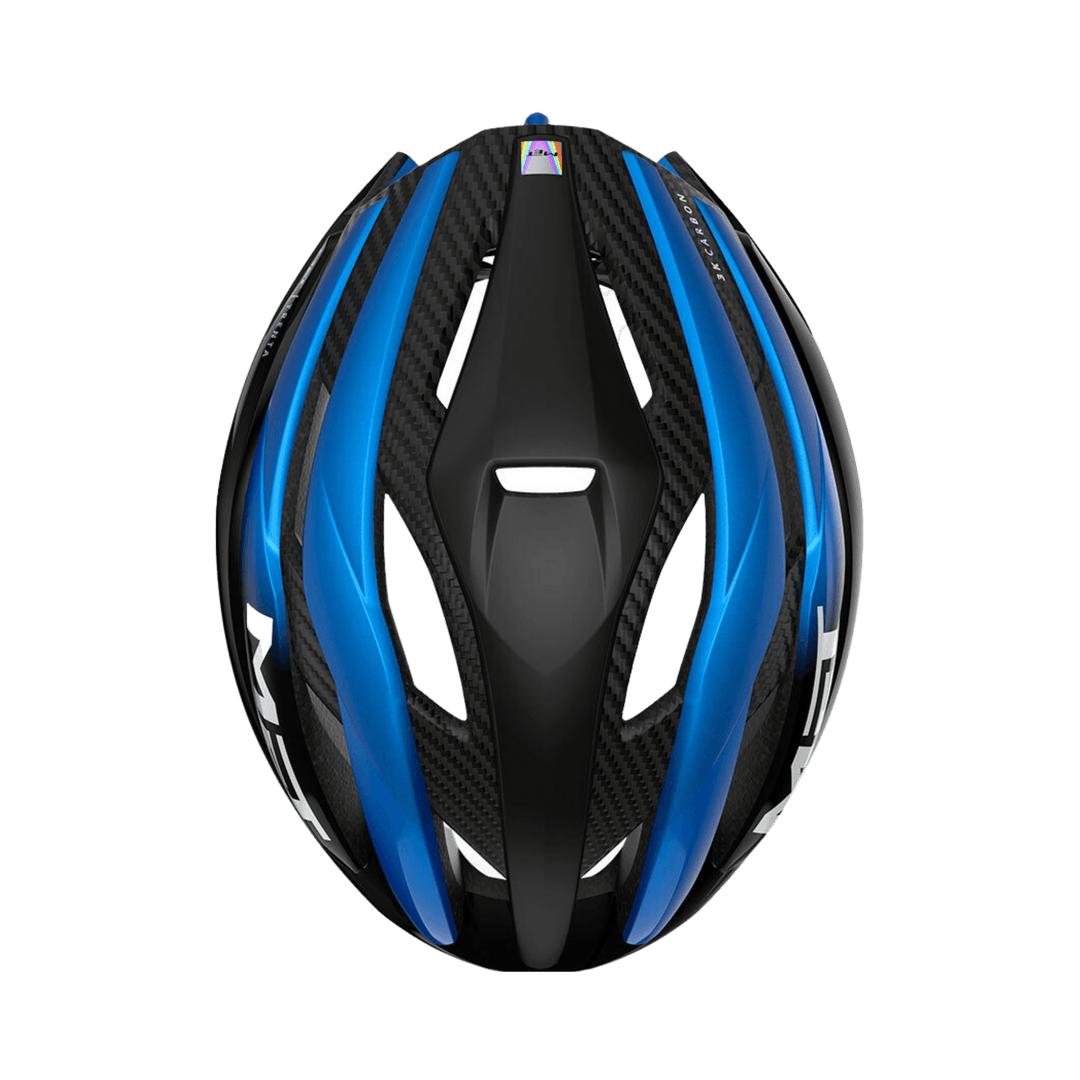 MET Trenta 3K Carbon MIPS Road Cycling Helmet (Black/Blue Metallic/Matt Glossy) - BUMSONTHESADDLE