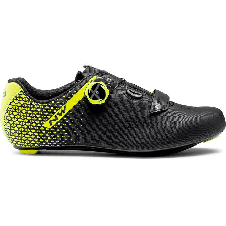 Northwave Core Plus 2 Road Cycling Shoes (Black/Yellow Fluo) - BUMSONTHESADDLE