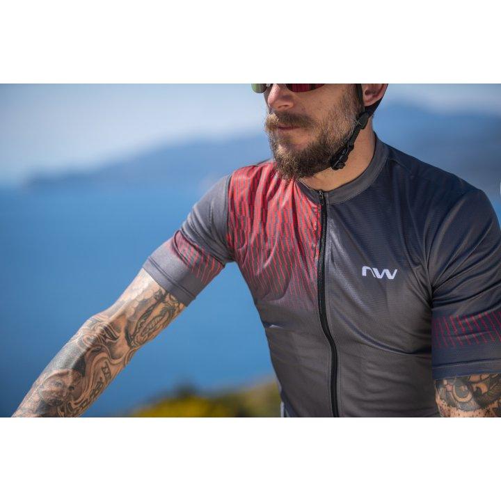 Northwave Origin Mens Cycling Jersey (Dark Grey/Red) - BUMSONTHESADDLE