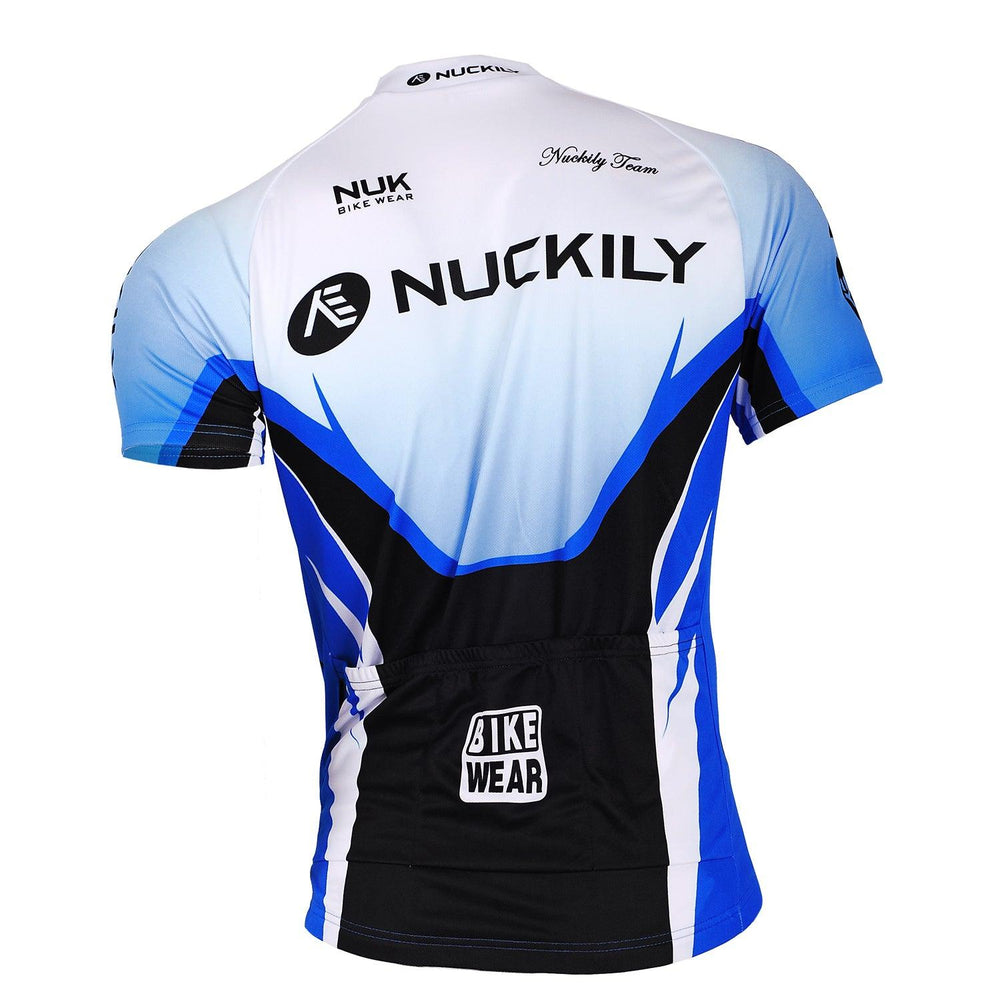 Nuckily MA002 Mens Cycling Jersey (White/Blue) - BUMSONTHESADDLE