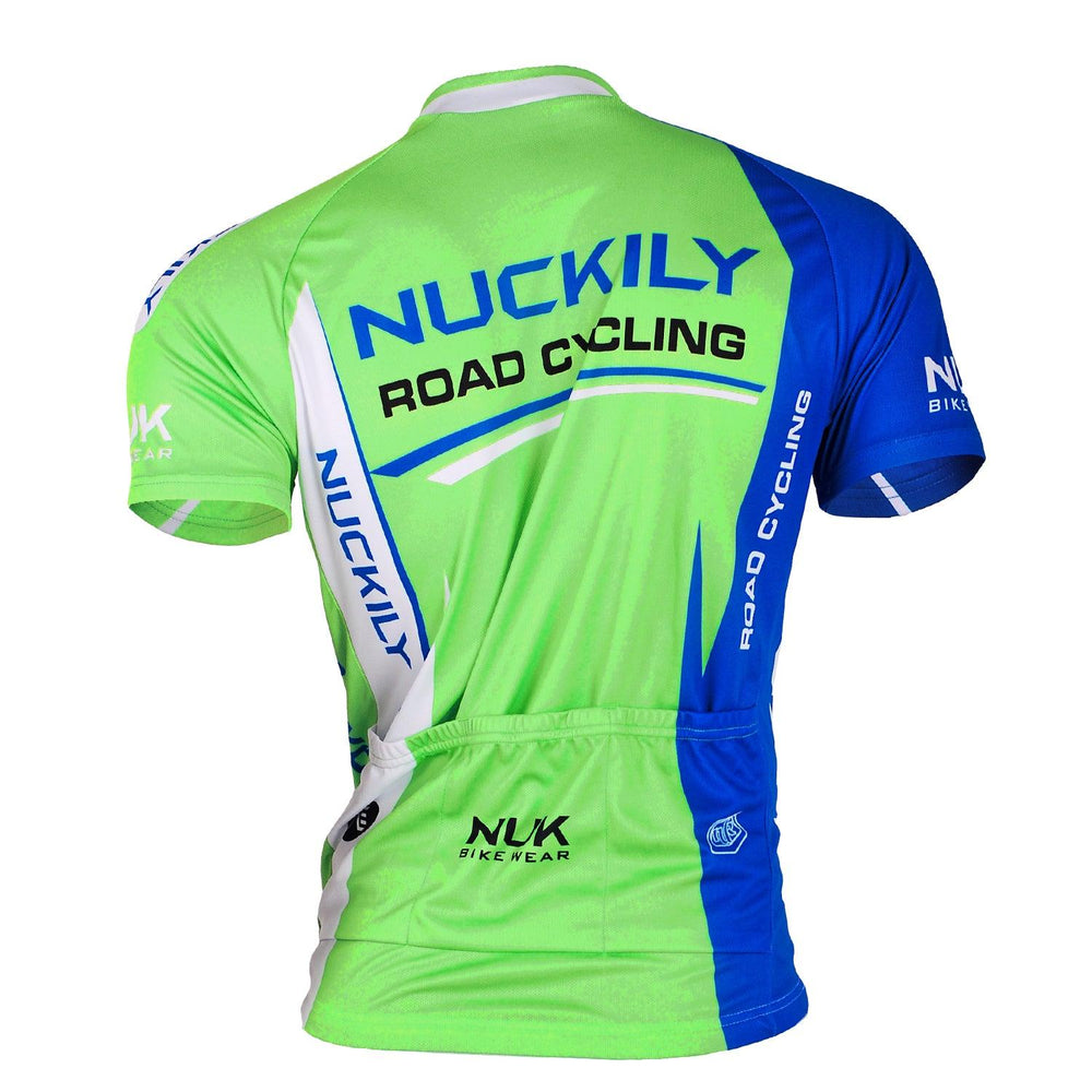 Nuckily MA003 Mens Cycling Jersey (White/Blue/Green) - BUMSONTHESADDLE