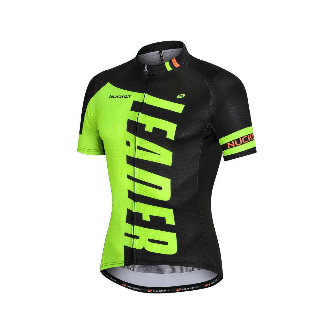 Nuckily MG022 Short Sleeve Mens Cycling Jersey (Black/Green) - BUMSONTHESADDLE